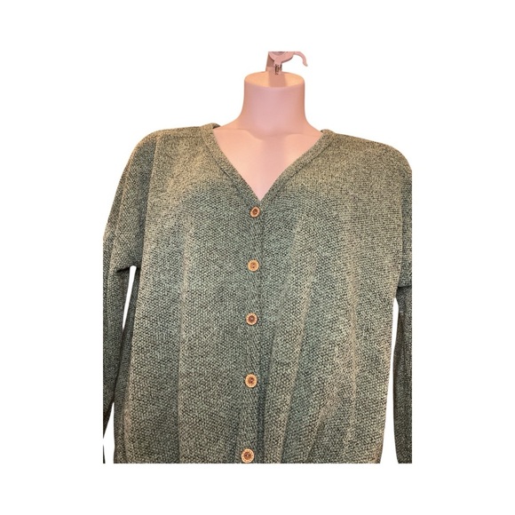 1.4.3. Story by Line Up Green Button-Up Cardigan Medium Tie Front soft texture - Picture 4 of 5